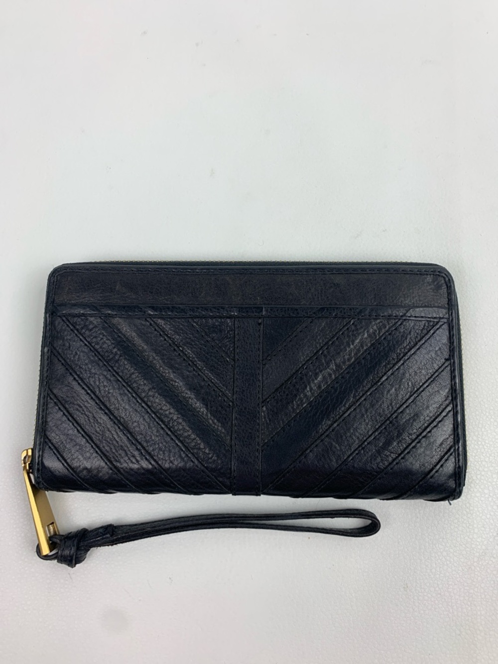 margot Black leather Quilted Wristlet wallet with Gold Hardware zipper NEW